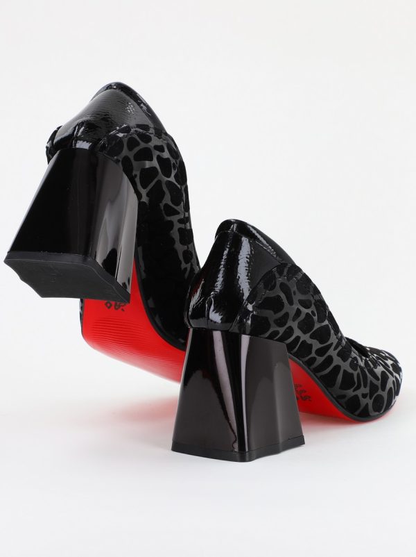Pantofi Dama Toc Piele Ecologica negru cu model (BS2001D2401612) 8