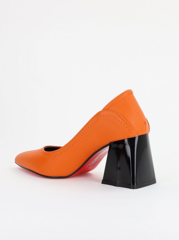 Pantofi Dama Toc Piele Ecologica portocaliu(BS2001D2401605) 7