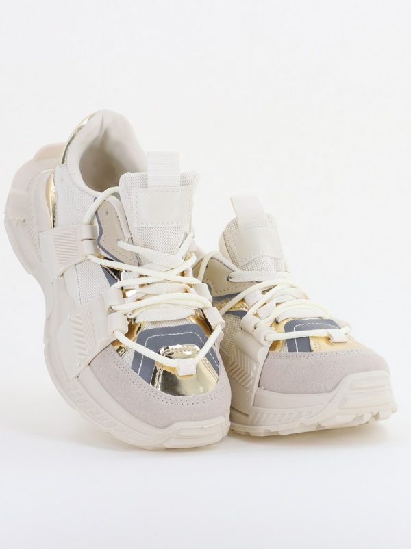 Pantofi sport damă cu elemente design reflectorizante Bej (BS302EV2401623) 5