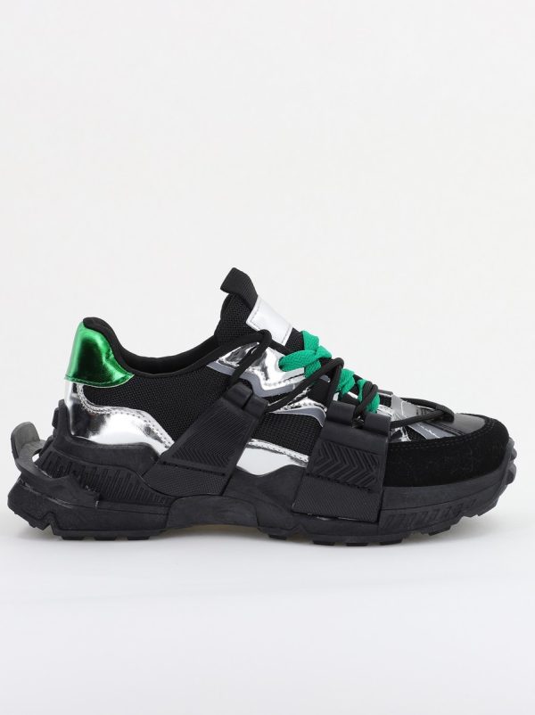 Pantofi sport damă cu elemente design reflectorizante Negru cu verde (BS302EV2401624) 6