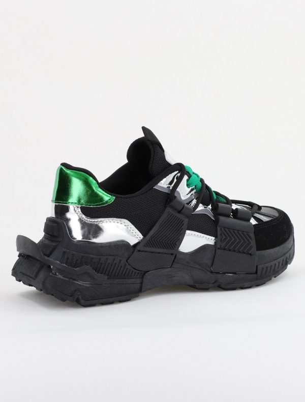 Pantofi sport damă cu elemente design reflectorizante Negru cu verde (BS302EV2401624) 7