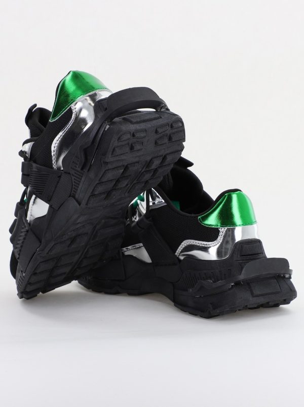 Pantofi sport damă cu elemente design reflectorizante Negru cu verde (BS302EV2401624) 4