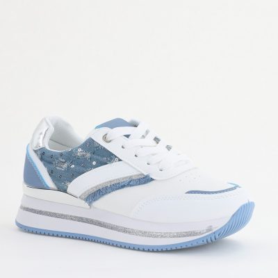 Pantofi Sport Dama - Pantofi sport damă piele ecologică și material textil Albastru (BS305EV2401632)