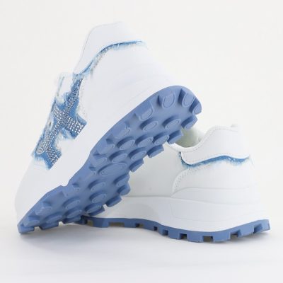Pantofi sport damă piele ecologică și material textil Albastru (BS308EV2401639)