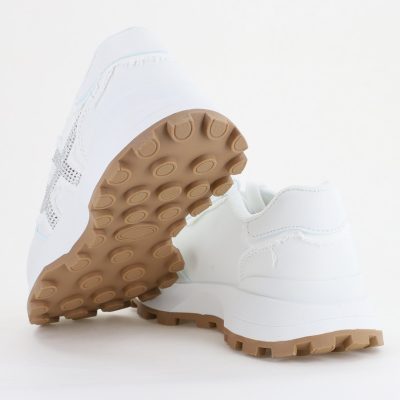 Pantofi sport damă piele ecologică și material textil Alb(BS308EV2401638)