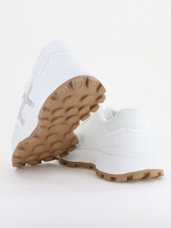 Pantofi sport damă piele ecologică și material textil Alb(BS308EV2401638) 4