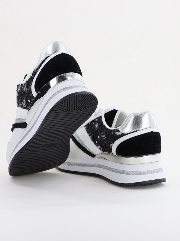 Pantofi sport damă piele ecologică și material textil Negru (BS305EV2401631) 11
