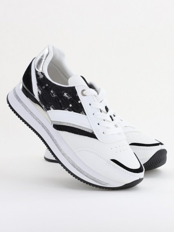 Pantofi sport damă piele ecologică și material textil Negru (BS305EV2401631) 8
