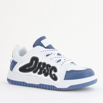 Pantofi Sport Dama - Sneakers damă sport piele ecologică Alb cu Albastru (BS296EV2401652)
