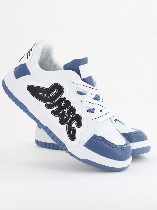 Sneakers damă sport piele ecologică Alb cu Albastru (BS296EV2401652) 5