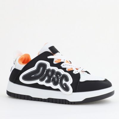 Pantofi Sport Dama - Sneakers damă sport piele ecologică Alb cu portocaliu (BS296EV2401650)