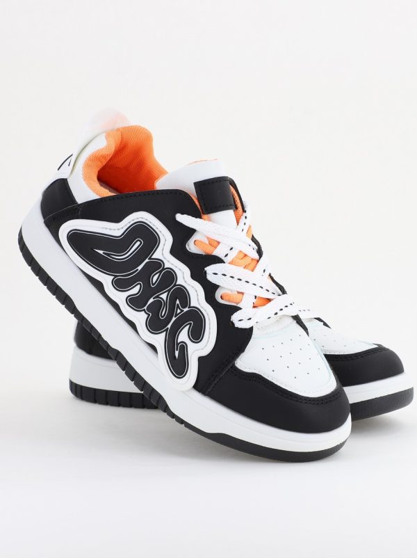 Sneakers damă sport piele ecologică Alb cu portocaliu (BS296EV2401650) 5