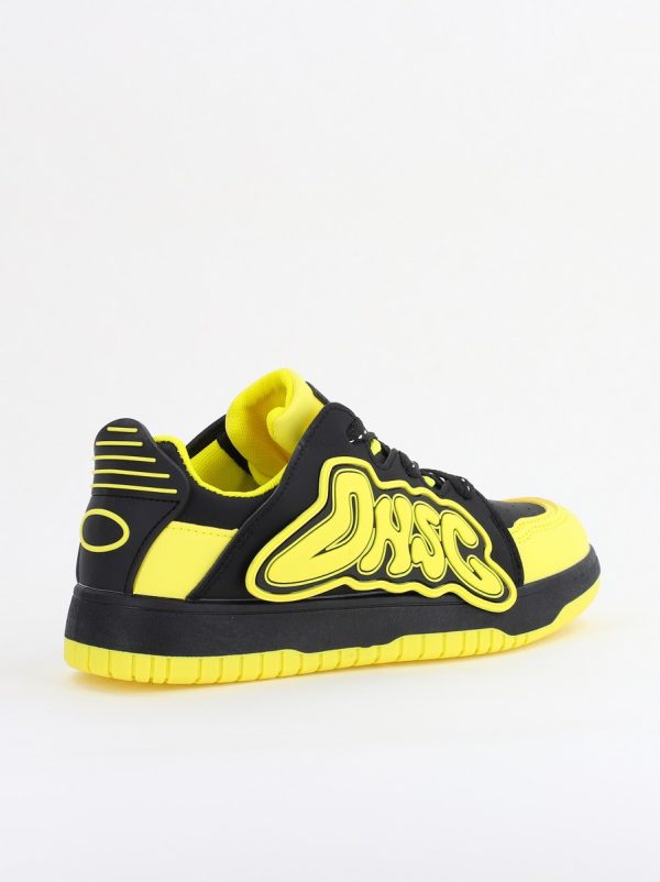 Sneakers damă sport piele ecologică Negru cu Verde lemon (BS296EV2401651) 7