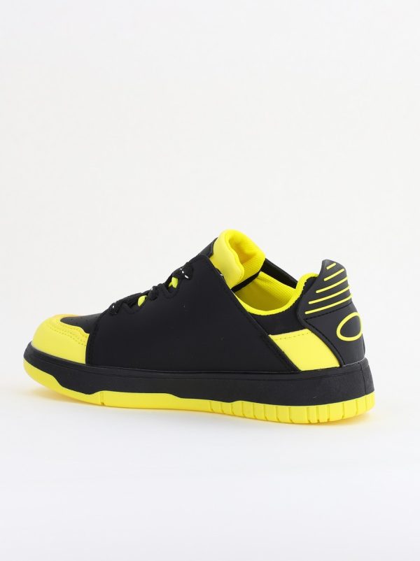 Sneakers damă sport piele ecologică Negru cu Verde lemon (BS296EV2401651) 8