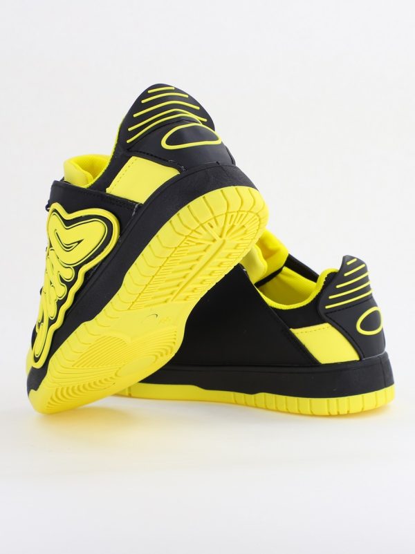 Sneakers damă sport piele ecologică Negru cu Verde lemon (BS296EV2401651) 4