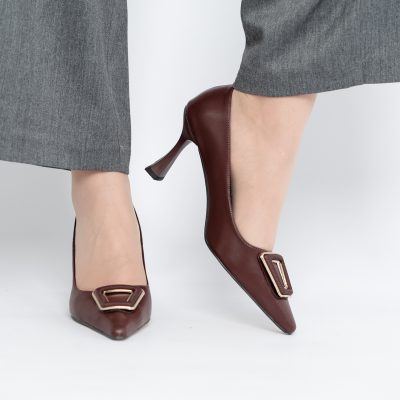 Pantofi Damă Stiletto Bordo Mat din Piele Ecologică (BS0202AY2411193)