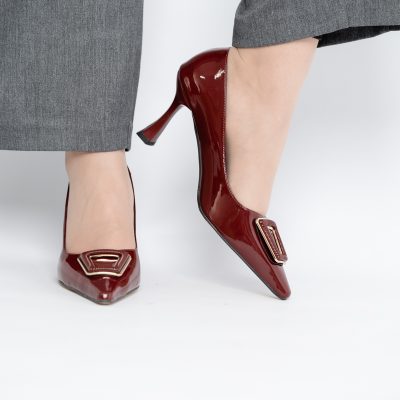 Pantofi Damă Stiletto Bordo Lac din Piele Ecologică (BS0202AY2411204)