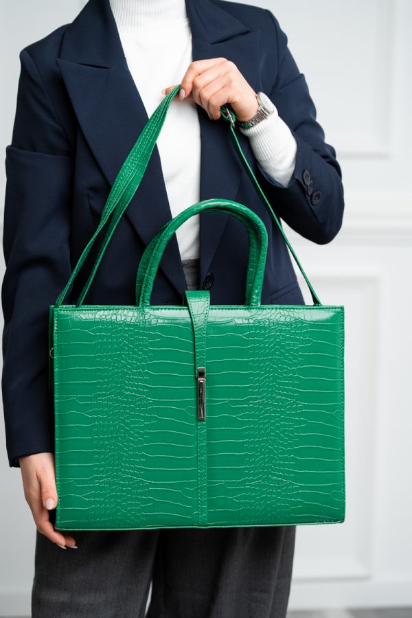 Set Geantă cu Portofel Office Piele Ecologică Texturat Verde (BS753SET2402508) 125