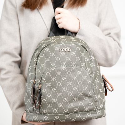 Rucsac damă casual de mână din piele ecologică cu monogramă Verde Nobo NBAG-R0100-C008