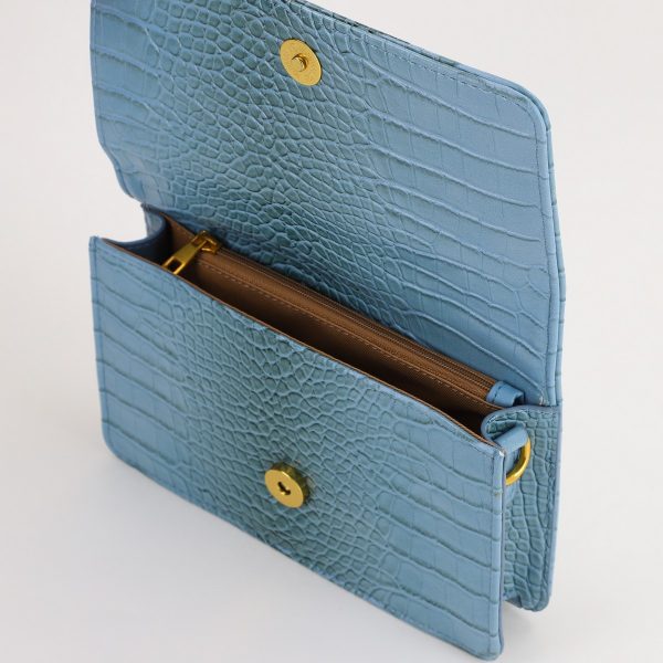 Poșetă cu portofel piele ecologică texturată Phil Albastră - BS3660PH2402025 5