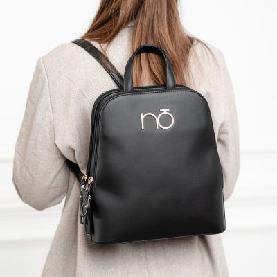 Rucsac elegant NOBO cu două compartimente, piele ecologică negru NBAG-R0180-C020