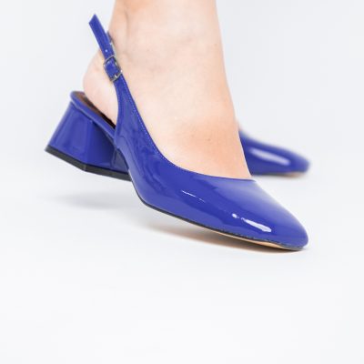 Pantofi Damă cu Toc Gros din Piele Ecologică culoare albastru (BS420AY2404134)