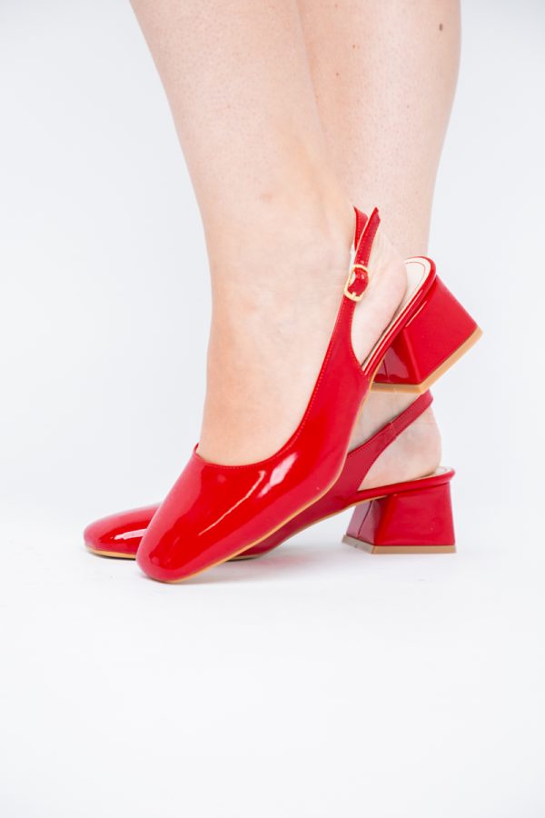 Pantofi Damă cu Toc Gros din Piele Ecologică culoare rosu (BS420AY2404135) 175