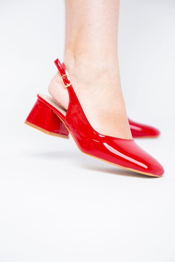 Pantofi Damă cu Toc Gros din Piele Ecologică culoare rosu (BS420AY2404135) 173