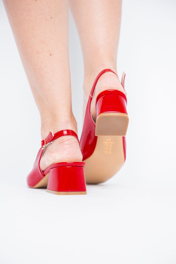 Pantofi Damă cu Toc Gros din Piele Ecologică culoare rosu (BS420AY2404135) 177