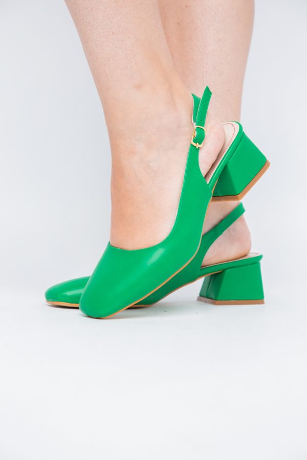 Pantofi Damă cu Toc Gros din Piele Ecologică culoare verde mat (BS420AY2404138) 175