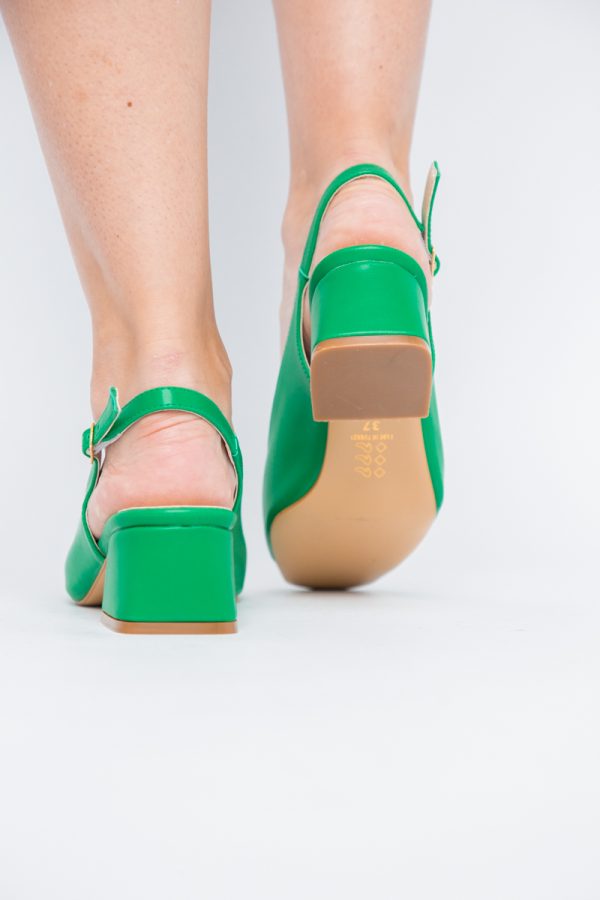 Pantofi Damă cu Toc Gros din Piele Ecologică culoare verde mat (BS420AY2404138) 177