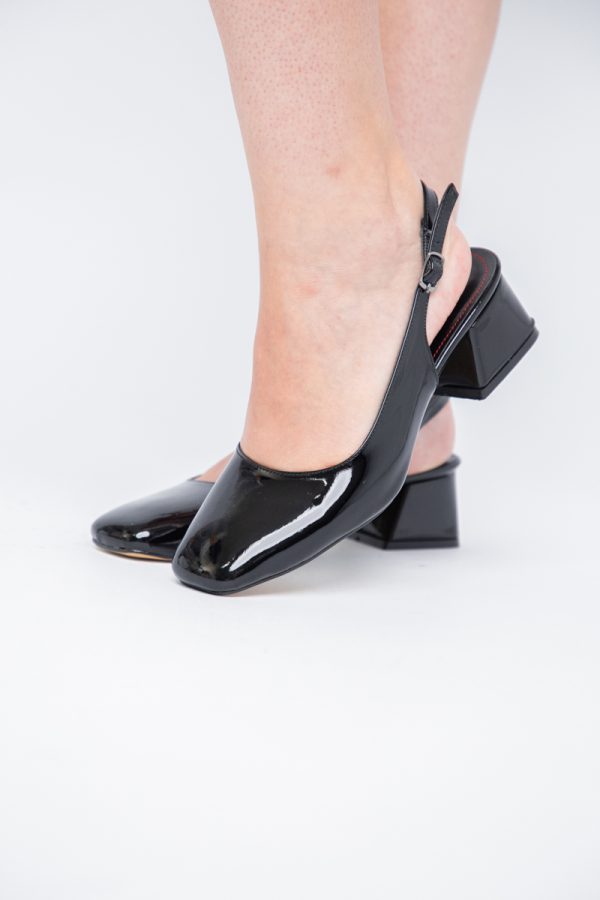 Pantofi Damă cu Toc Gros din Piele Ecologică culoare negru (BS420AY2404139) 175