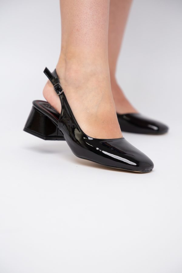 Pantofi Damă cu Toc Gros din Piele Ecologică culoare negru (BS420AY2404139) 173