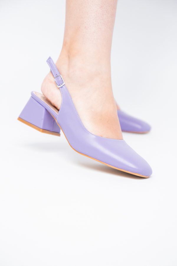 Pantofi Damă cu Toc Gros din Piele Ecologică culoare violet (BS420AY2404129) 173