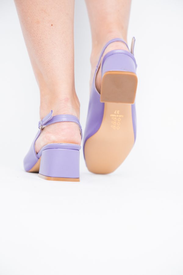 Pantofi Damă cu Toc Gros din Piele Ecologică culoare violet (BS420AY2404129) 177