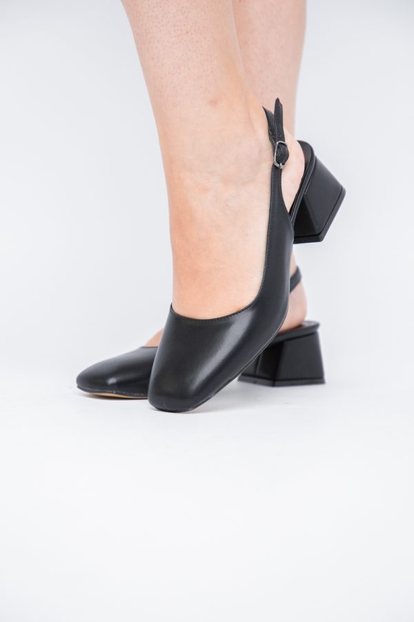 Pantofi Damă cu Toc Gros din Piele Ecologică culoare negru (BS420AY2404128) 175