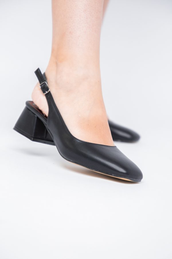 Pantofi Damă cu Toc Gros din Piele Ecologică culoare negru (BS420AY2404128) 173