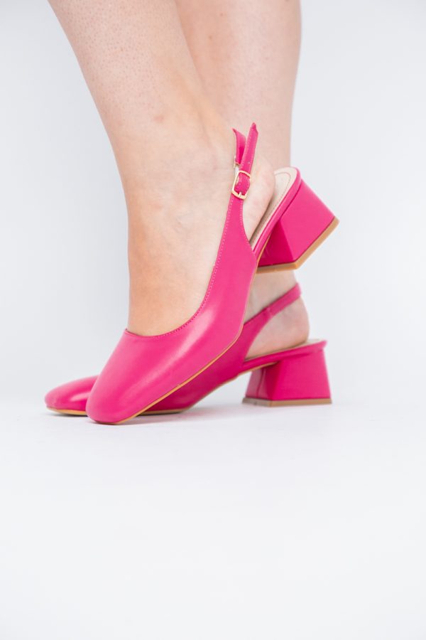 Pantofi Damă cu Toc Gros din Piele Ecologică culoare roz fuchsia(BS420AY2404131) 175