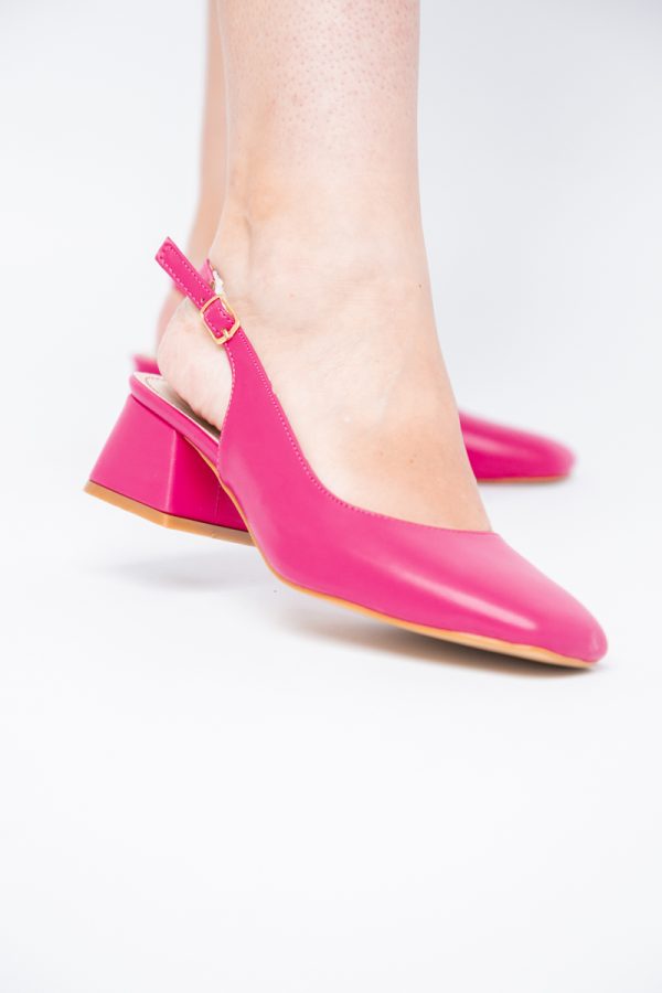 Pantofi Damă cu Toc Gros din Piele Ecologică culoare roz fuchsia(BS420AY2404131) 173