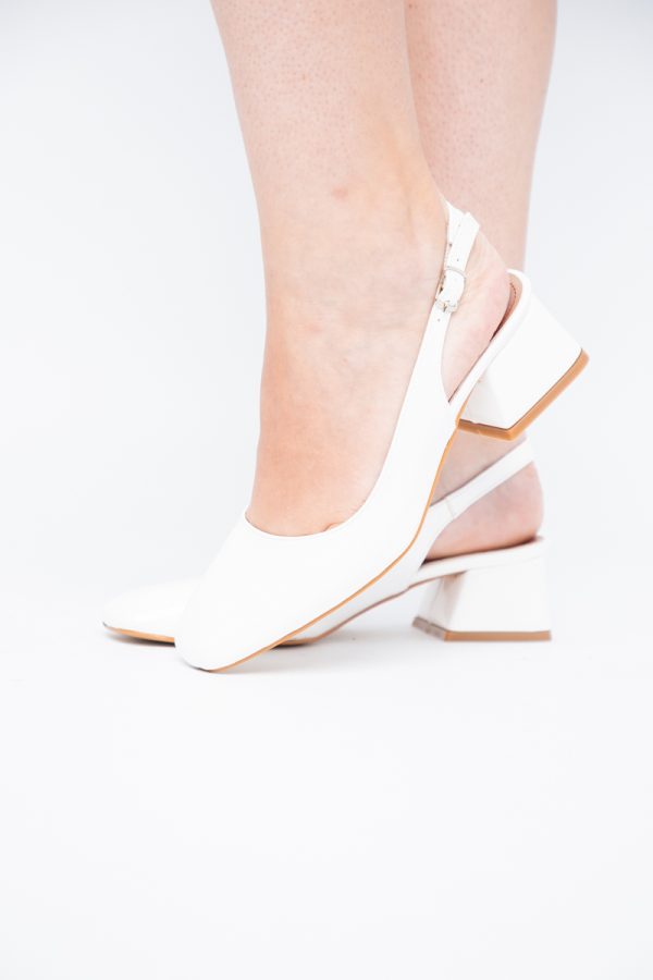 Pantofi Damă cu Toc Gros din Piele Ecologică culoare alb(BS420AY2404132) 175