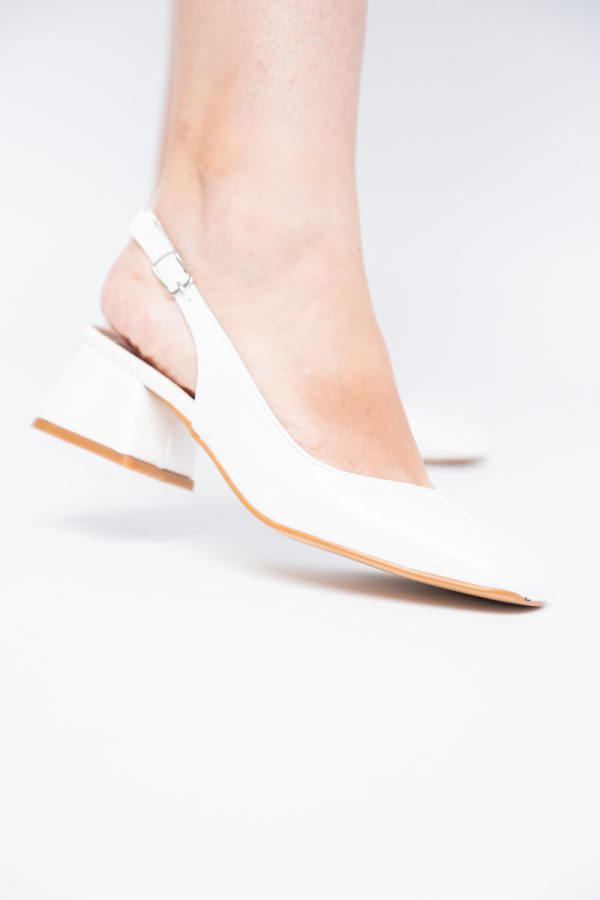 Pantofi Damă cu Toc Gros din Piele Ecologică culoare alb(BS420AY2404132) 173