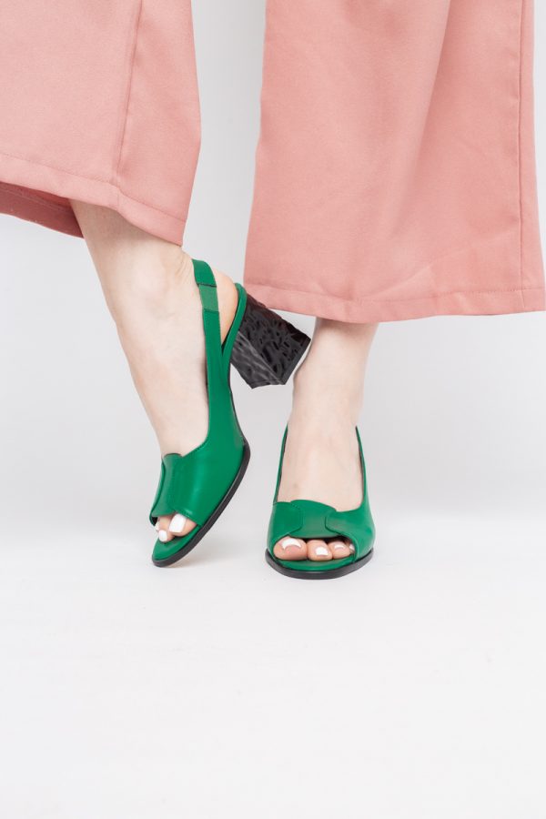 Sandale cu Toc gros Varf Rotund culoare Verde (BS671SN2404081) 7