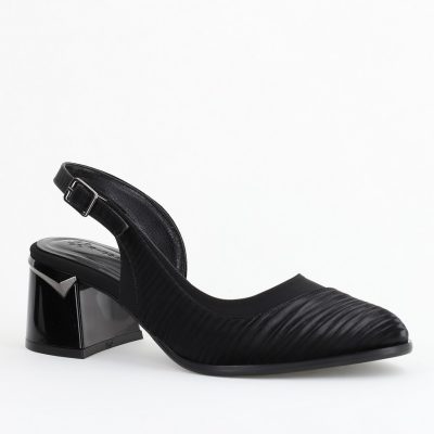 Pantofi Damă cu Toc Gros din Piele Ecologică culoare negru (BS201AY2403859)