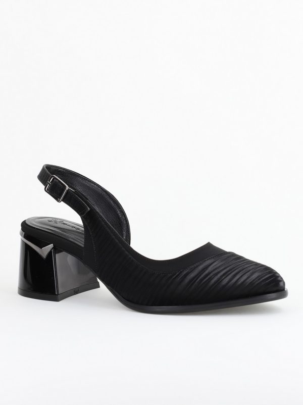 Incaltaminte Dama - Pantofi Damă cu Toc Gros din Piele Ecologică culoare negru (BS201AY2403859)