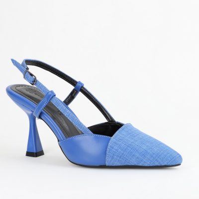 Pantofi damă cu toc subtire piele ecologică Albastru (BS801AY2403874)