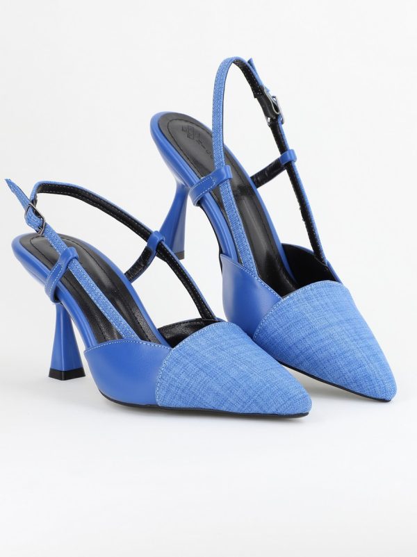 Pantofi damă cu toc subtire piele ecologică Albastru (BS801AY2403874) 14