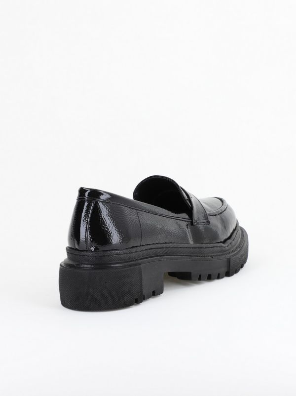 Pantofi Loafers Dama Piele Eco Negru lucios Varf Rotund - BS200AY2402768 9