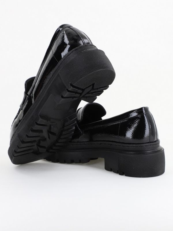 Pantofi Loafers Dama Piele Eco Negru lucios Varf Rotund - BS200AY2402768 6