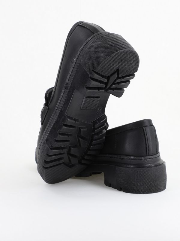 Pantofi Loafers Dama Piele Eco Negru mat Varf Rotund - BS206AY2402770 12