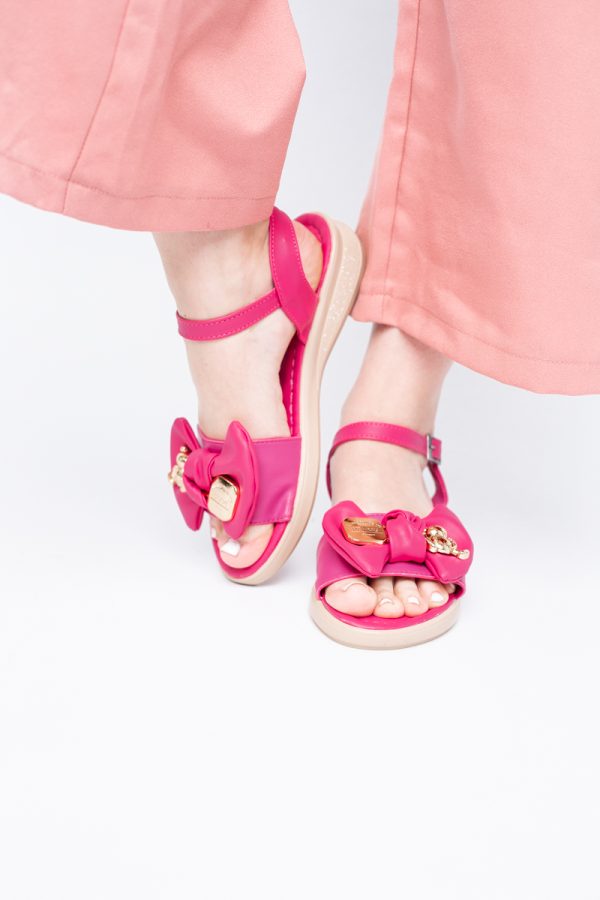 Sandale pentru femei cu fundiță din piele ecologică, culoarea Fuchsia (BS410SN2404251) 177